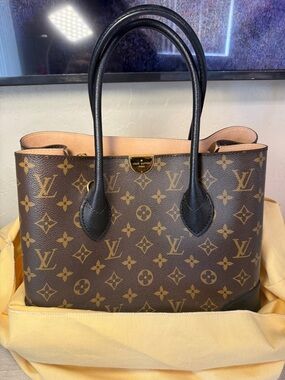 Louis Vuitton Flandrin Monogram Noir Canvas Tote with Black Leather Handles